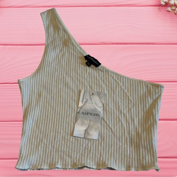 Callipygian Womens One Shoulder Cropped Tank Size Large NWT (VERY SMALL) Y2K - Picture 1 of 6